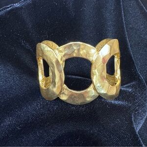 Karine Sultan Intertwined Rings 24k Gold Plated Pewter Hammered Cuff Bracelet